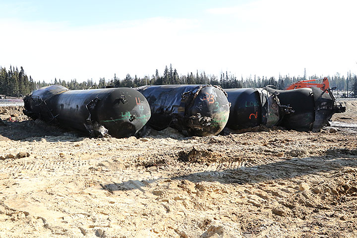 Image of tank cars recovered for further examination