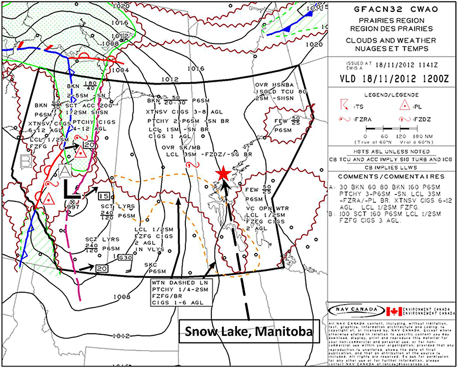 Graphic area forecast: clouds and weather as decribed in paragraph 4 of section 1.7