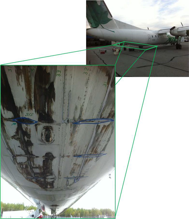 Image of the damage observed under the fuselage