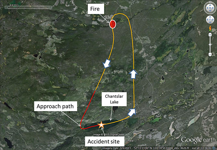 Circuit and accident site (Source: Google Earth, with TSB annotations)