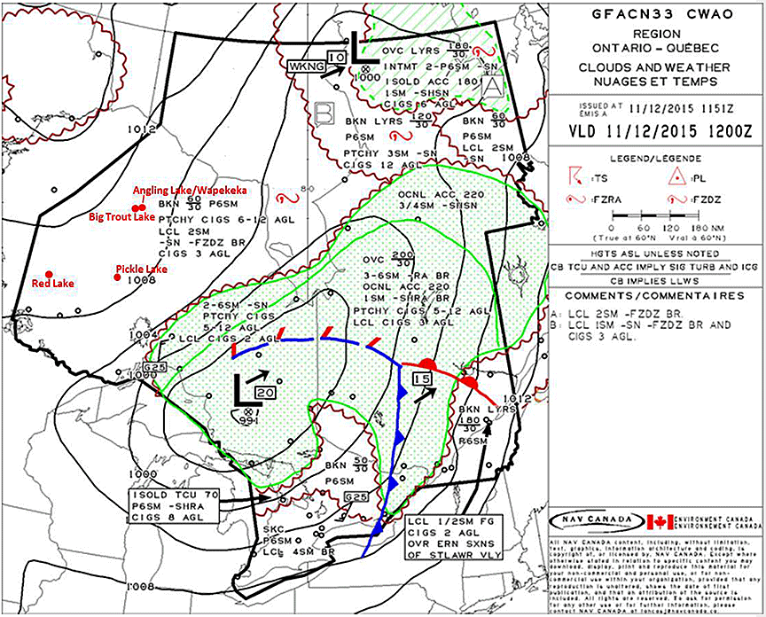 Graphical area forecast CN33 valid at 0700 EST (1200 UTC) 11 December 2015