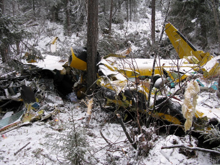 Left front view of wreckage