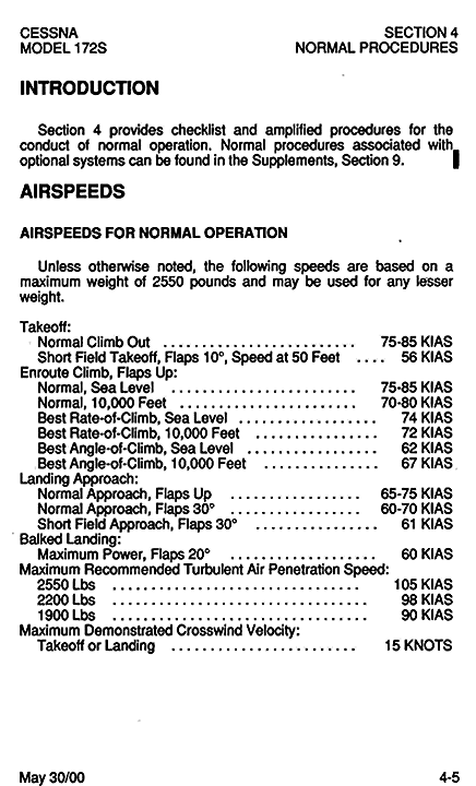 Cessna 172S Pilot's Operating Handbook, short-field landing information