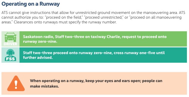 Appendix A – Extracts from the NAV CANADA Ground Traffic Phraseology Manual