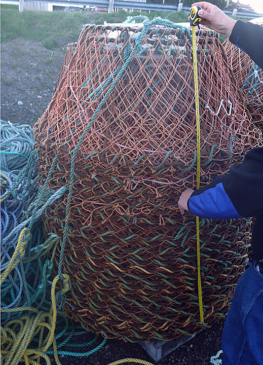 Image of a stack of 25 snow crab traps
