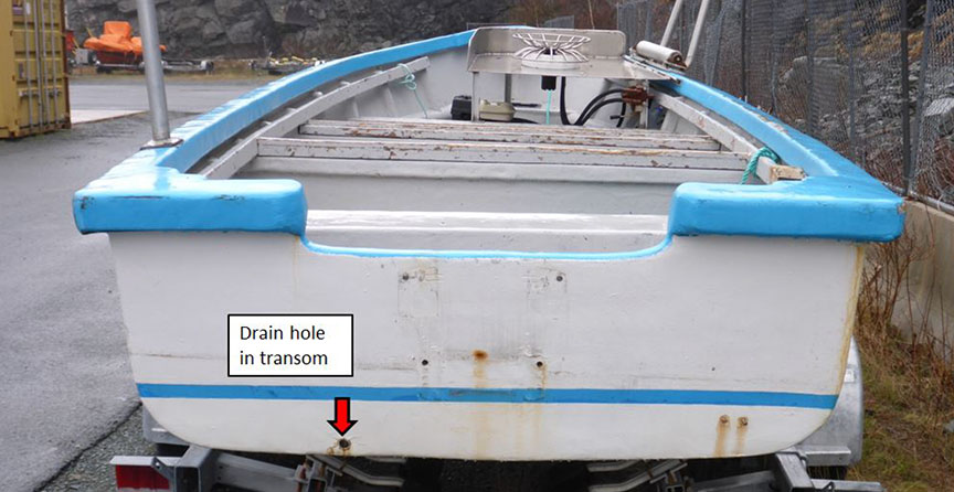 Drain holes (outside boat)