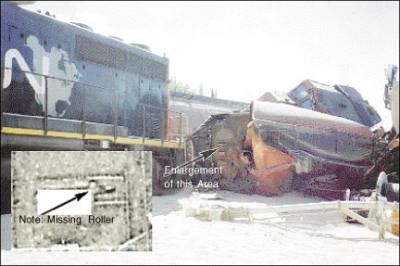 Photograph of the shear plate and slot of the second runaway car