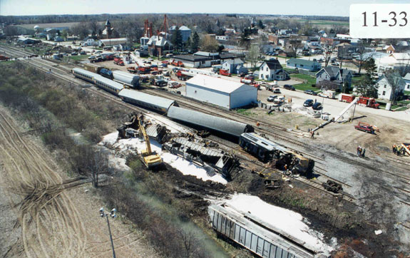 Overhead photograph of accident site looking north-west