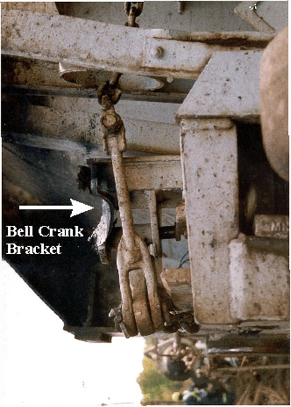 Damage to hand brake bell crank bracket on car GATX 9367