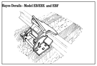 Diagram of a model EB hinged derail