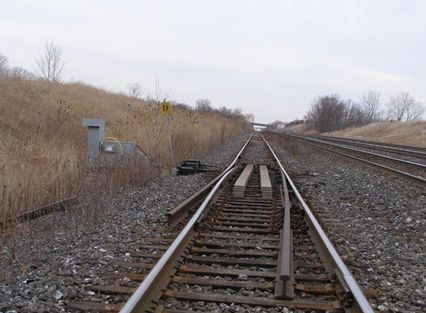 Image of a switch point derail operated by a power switch