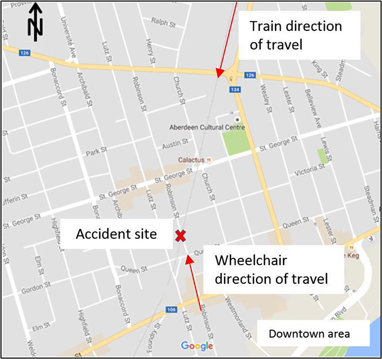 Map showing the accident site