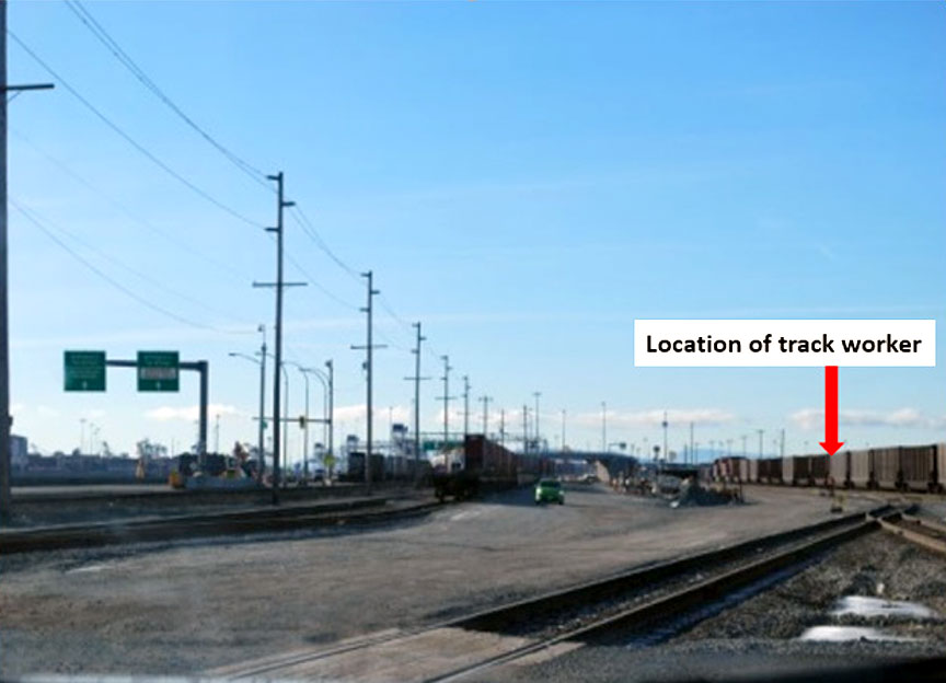 View of track worker location from the east leg crossing