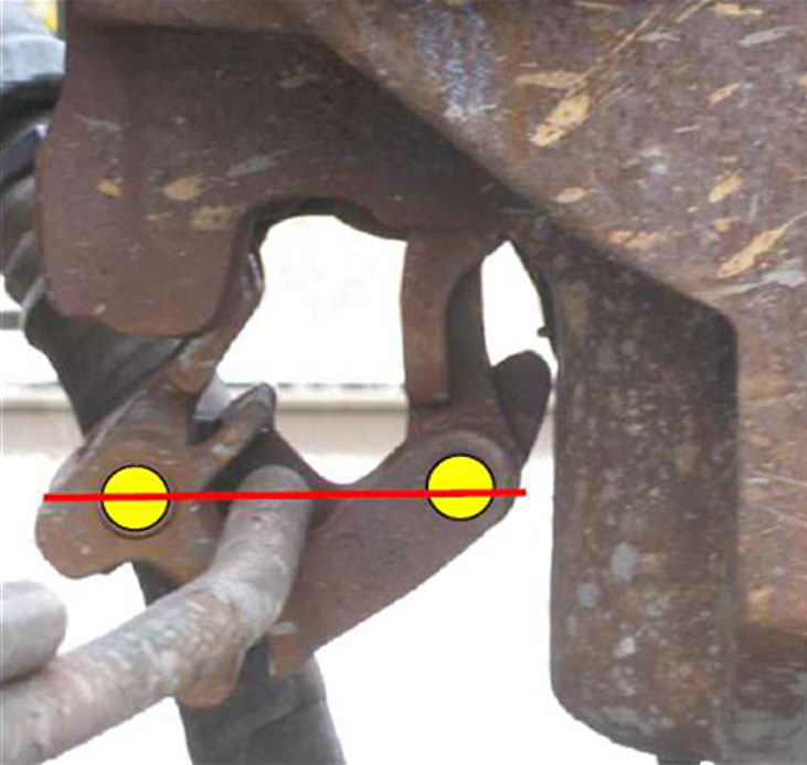 Horizontally aligned pivot points of the lock-lift assembly (Source: Canadian National)