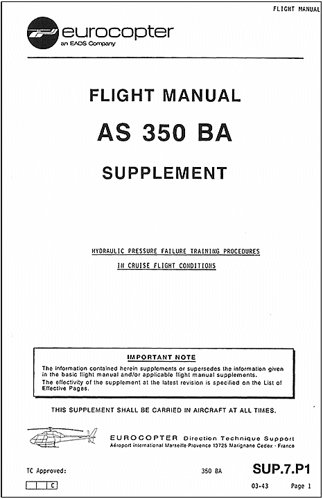 Couverture du Supplément du manuel de vol numéro 7