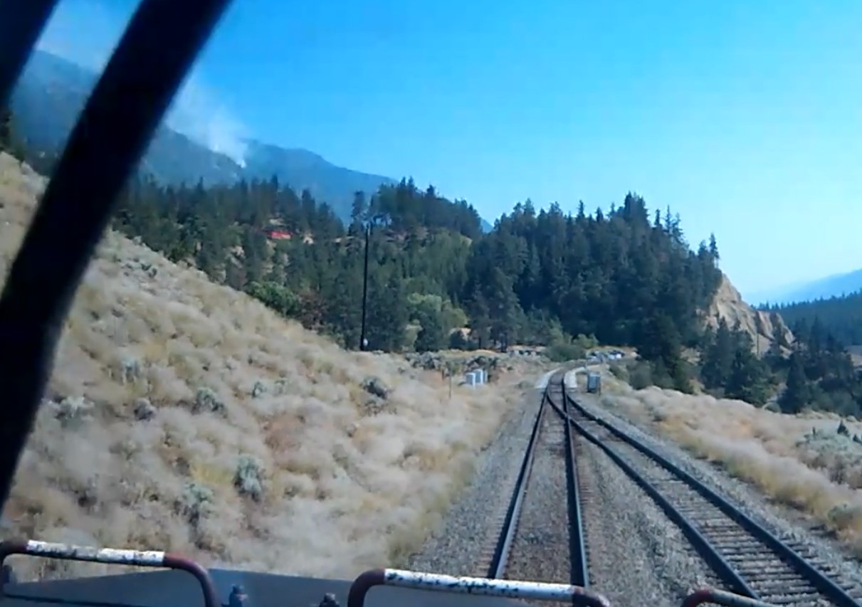 Train C73152-29 forward-facing video on  westbound lead locomotive on as it approaches the crossing at Mile 98.14 at  1629 PDT (Source: Canadian Pacific Railway)