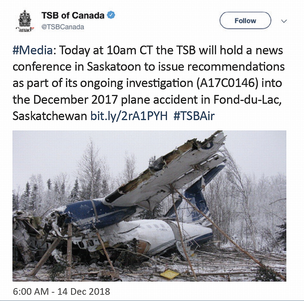  Tweets of TSB announcing and providing investigation updates