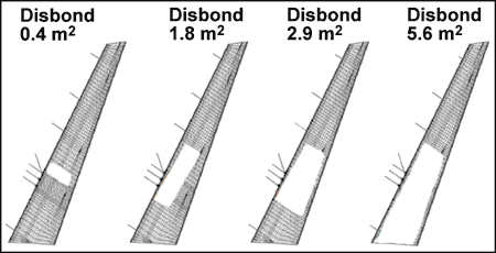 Figure of Disbond scenarios studied in flutter analysis