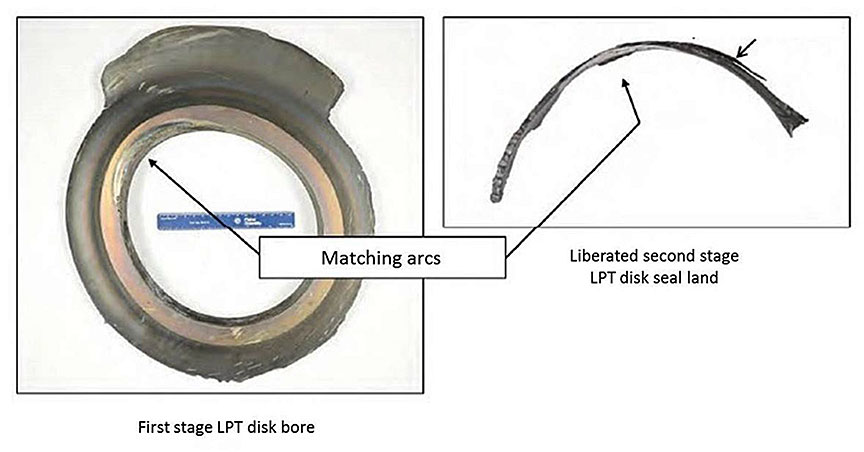 Remnant of first stage LPT rotor bore and brush seal land (Source: Pratt & Whitney)
