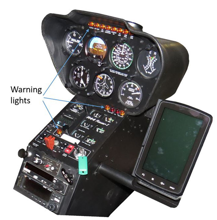 Typical dashboard in a Robinson R44 Raven I