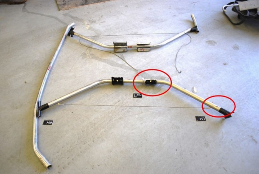 Helicopter landing gear parts recovered from the accident site