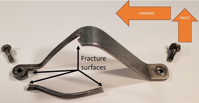 Fracture surfaces on the lap belt centre bracket (Source: TSB)
