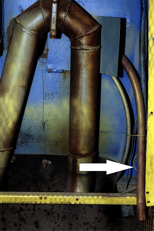 Photo 2. After end of the starboard-side main bilge pump discharge pipe