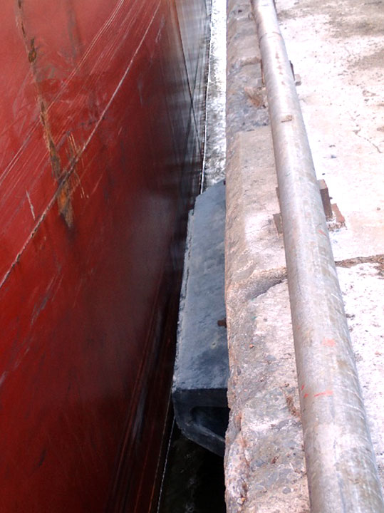 Close-up of dock rubber fender