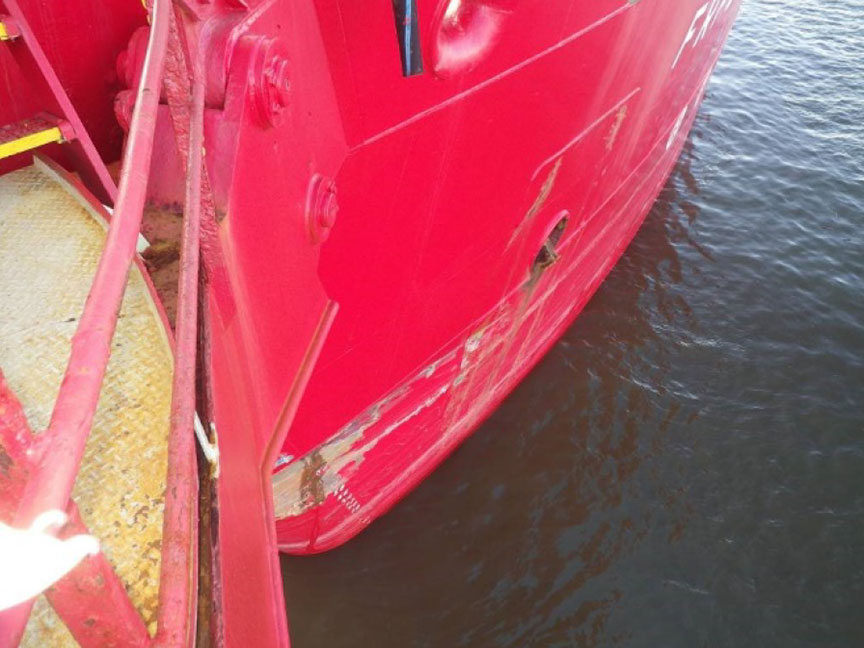 Damage to the hull of the FRPD 309