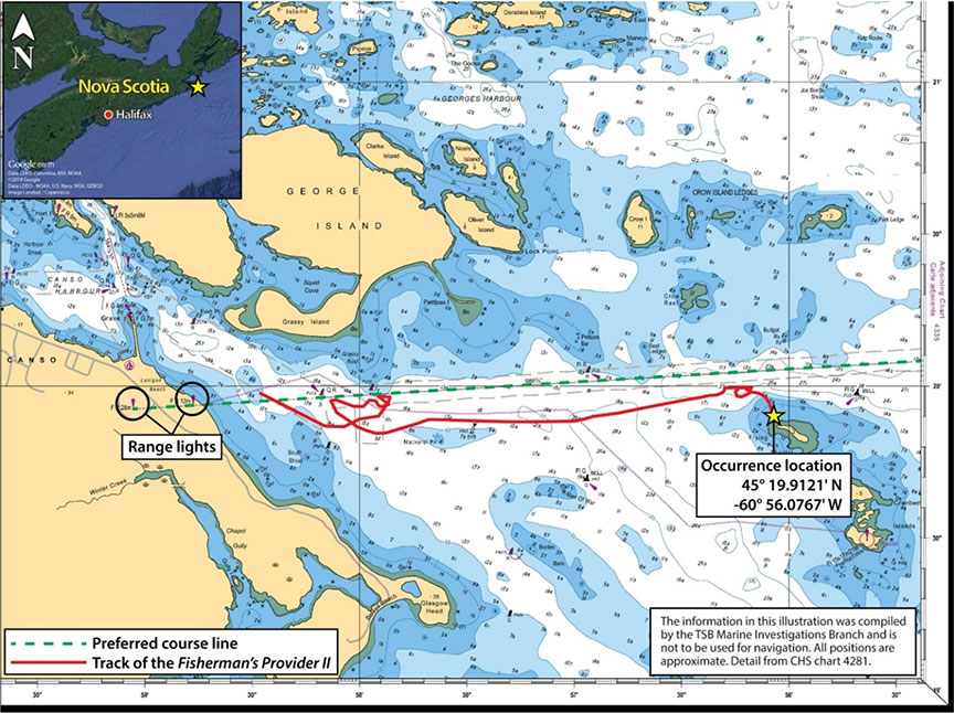 Area of occurrence and vessel track