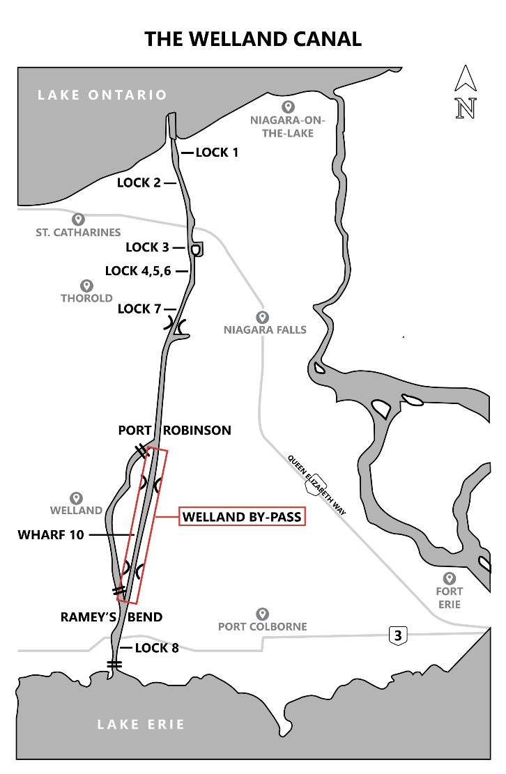 The Welland Canal (Source: Third party, with TSB modifications)