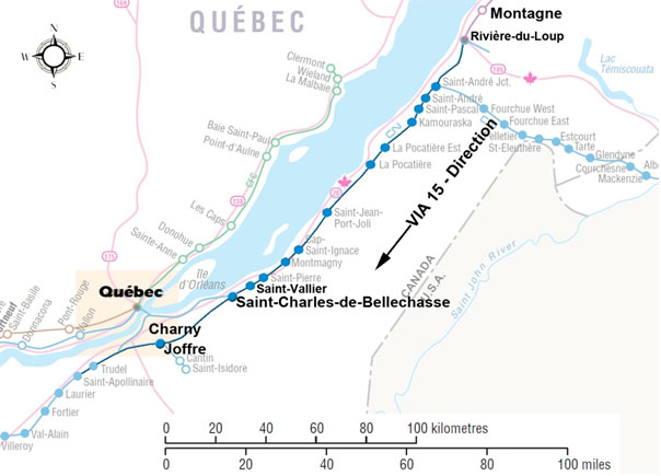 Accident location at Saint-Charles-de-Bellechasse