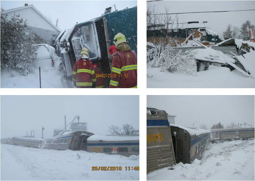 Derailed equipment and damage to residential properties