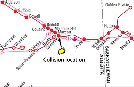 Map of the location of the accident
