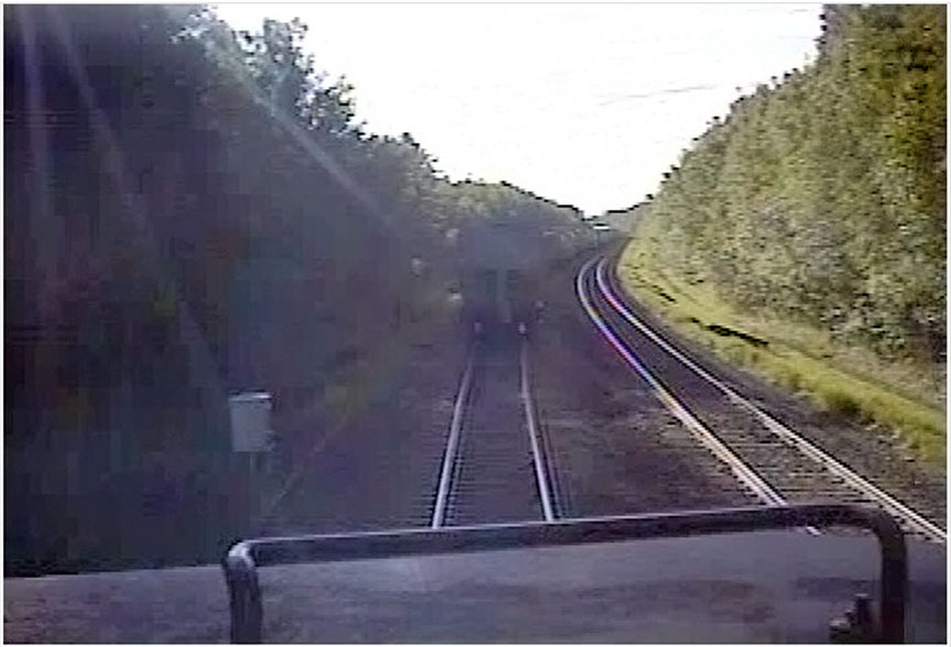 Image from train 112's forward-facing video just prior to collision