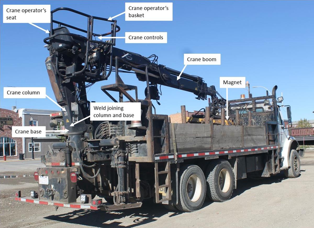 Truck and crane similar to the occurrence truck and crane used  by Canadian Pacific Railway Engineering Services
