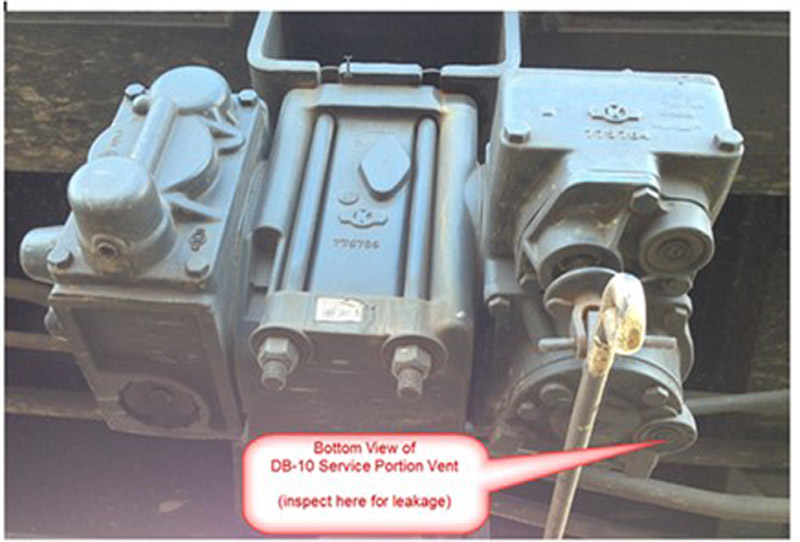 Bottom view of DB-10 service portion showing the bottom cover exhaust port (Source: New York Air Brake)