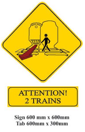 Static second-train event warning sign (Source: Transport Canada)