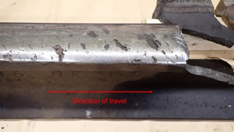The rail head running surface of rail fragment A (Source: TSB)