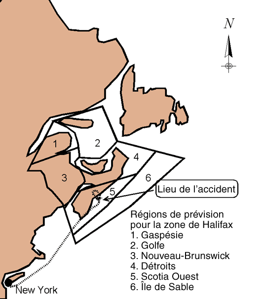 Régions de prévision pour la zone de Halifax - zone FACN35