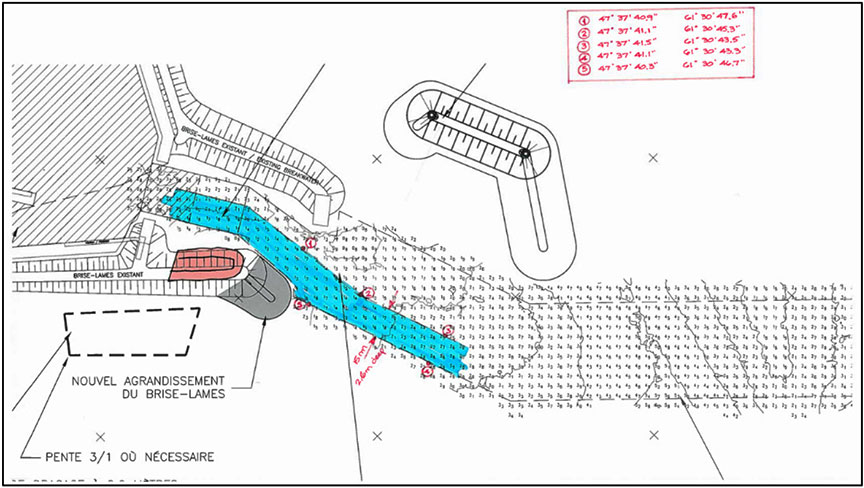 Diagramme du passage de sécurité remis à l'administration portuaire de Grosse-Île pour l'ouverture de la saison 2017 de la pêche au homard