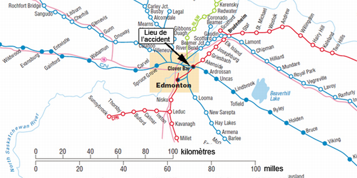 Figure 1. Lieu de l'accident (Source : Association des chemins de fer du Canada,Atlas des chemins de fer canadiens)