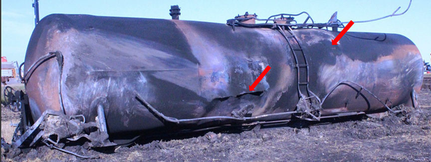 Wagon PROX 126 avec dommages causés par le feu et ruptures thermiques