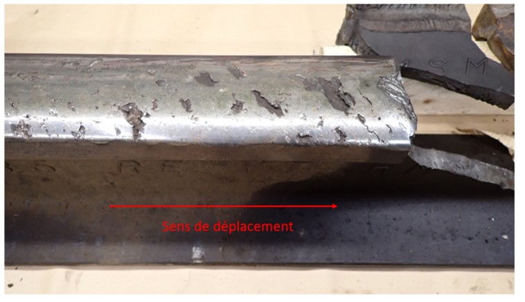 Surface de roulement du champignon du rail du fragment de rail A (Source : BST)