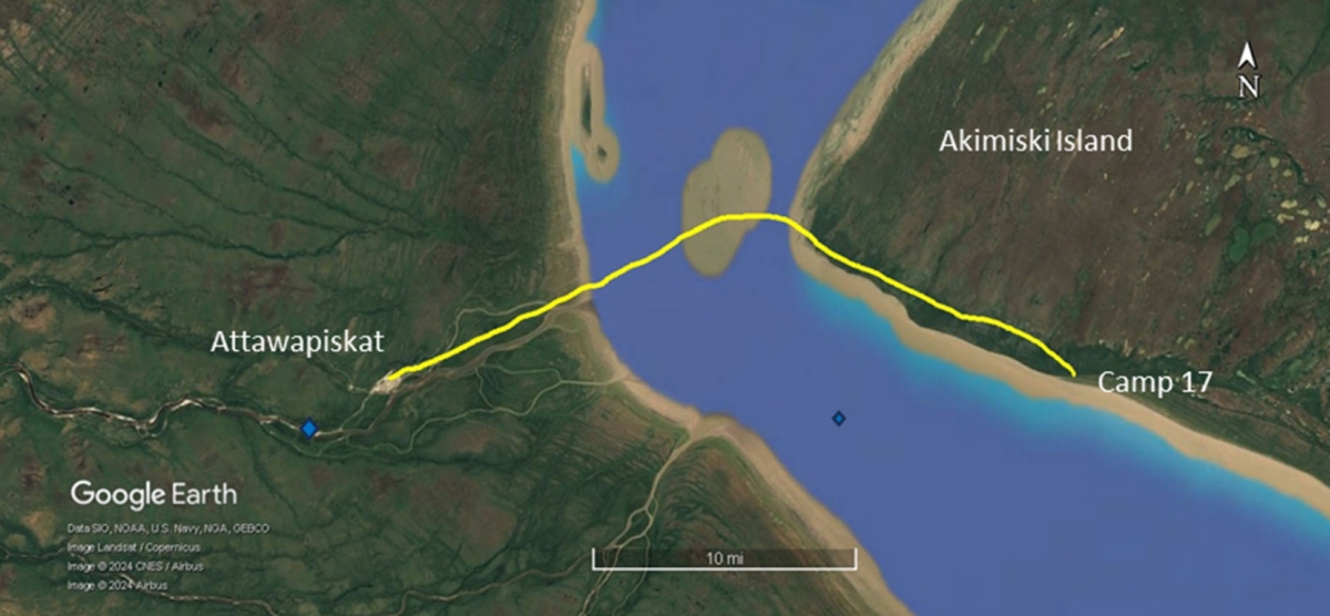 Figure 1. Occurrence flight path (Source: Google Earth, with TSB annotations) Figure 1. Occurrence flight path (Source: Google Earth, with TSB annotations)
