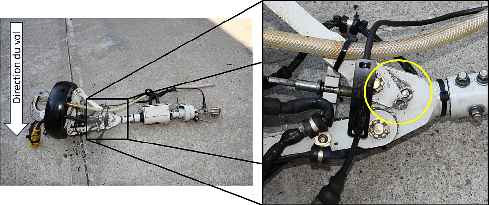 Figure 9. Système de suspension avec gros plan (image de droite) de la déformation (Source : BST) Figure 9. Système de suspension avec gros plan (image de droite) de la déformation (Source : BST)