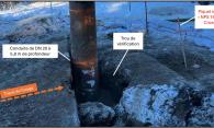 Figure 3. Conduite de DN 20 installée à 5,8 m de profondeur dans le trou de vérification le jour de l’événement (Source : Westcoast, avec annotations du BST)